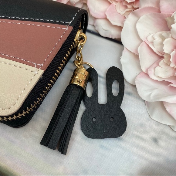 Vegan Leather Pink Cream & Black Coin Purse Wallet - Picture 5 of 12